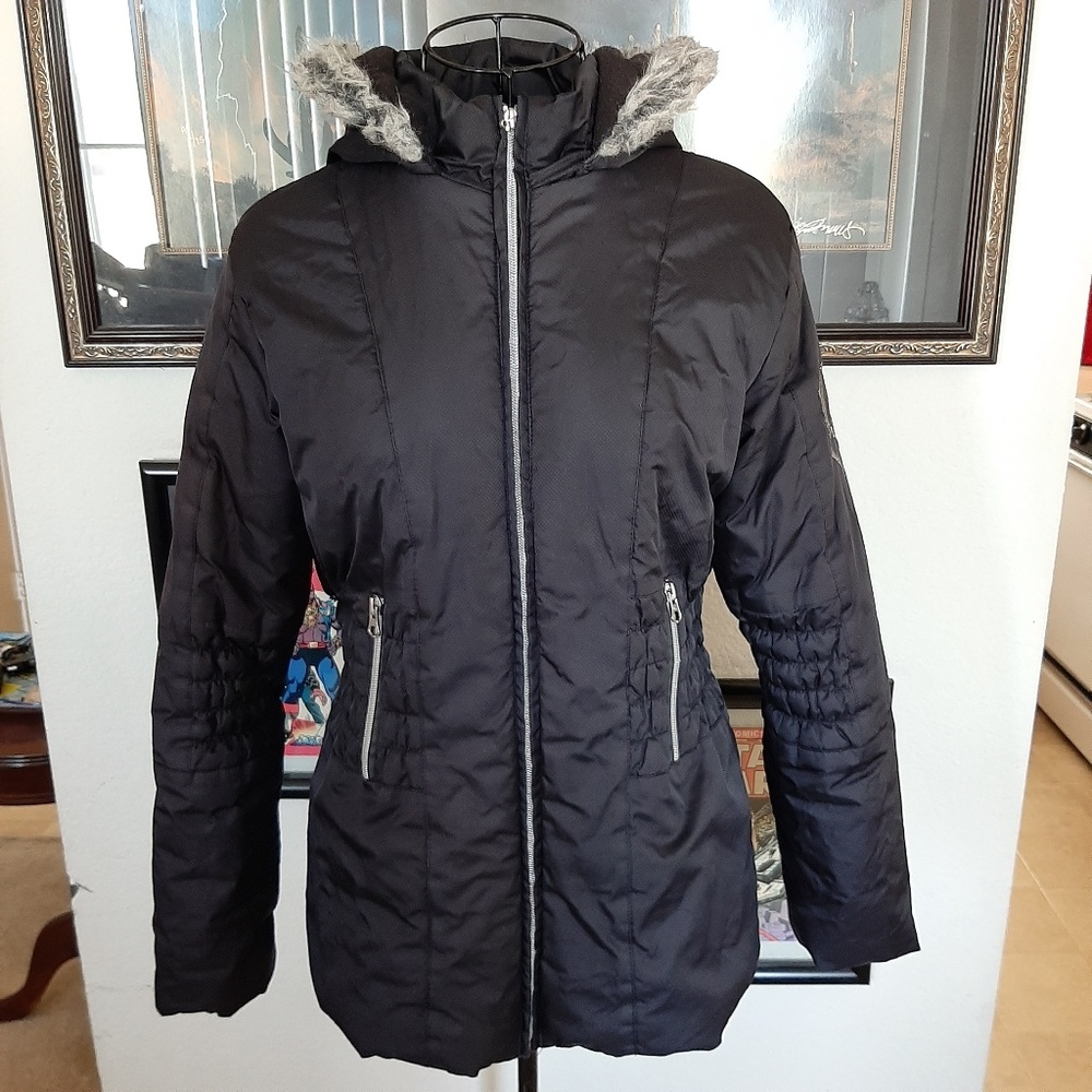 BCX Girl Fur-Trimmed Hooded Jacket Black XL - 16